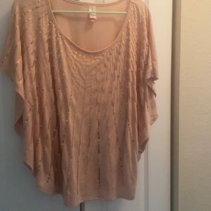 Sunburst rose gold sequin cape top